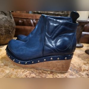 New A.S.98 Oceanic Blue Wedge Ankle Boots 37